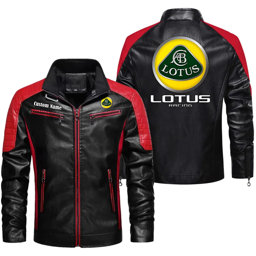 Racing-Inspired Car Men's Pu Leather Jacket, Rugged PU Jacket for Gearheads CAR040 - Red