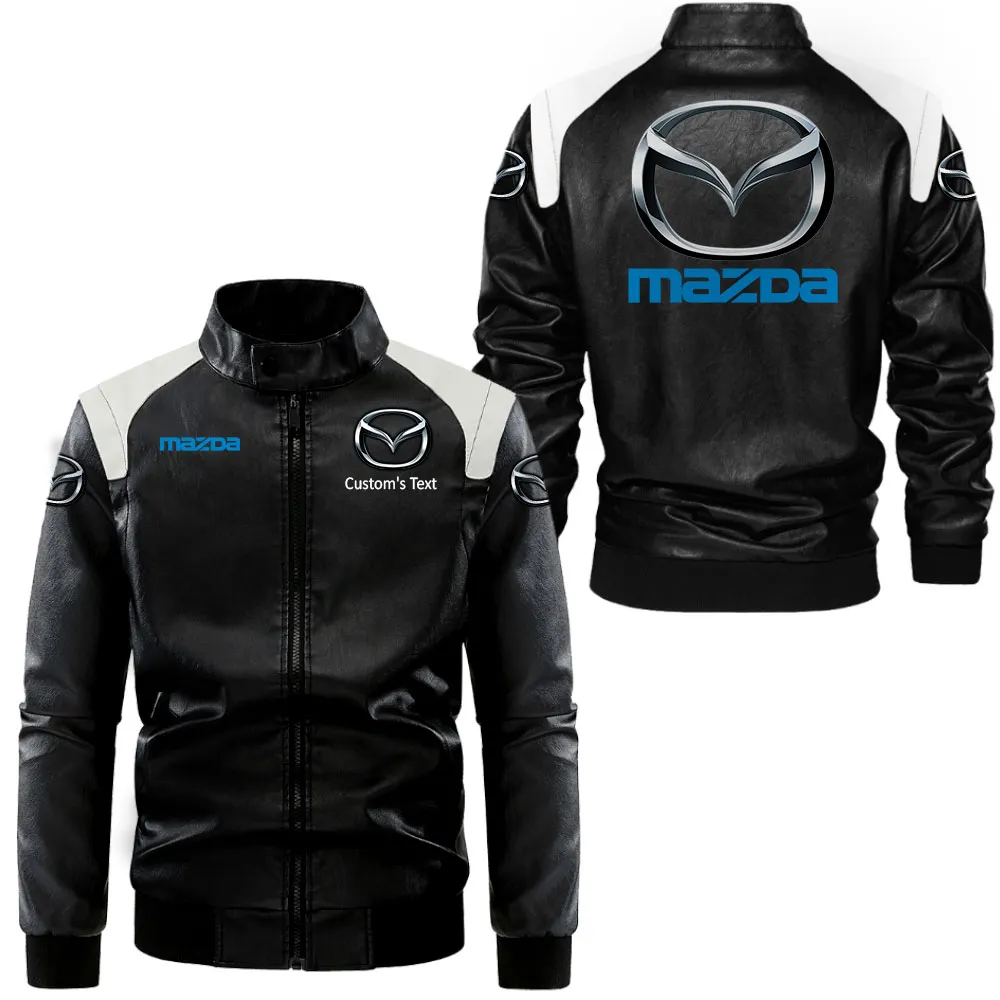 Sport Hatchback Black And White Leather Jacket, Motorcycle Spirit Leather Style CAR080