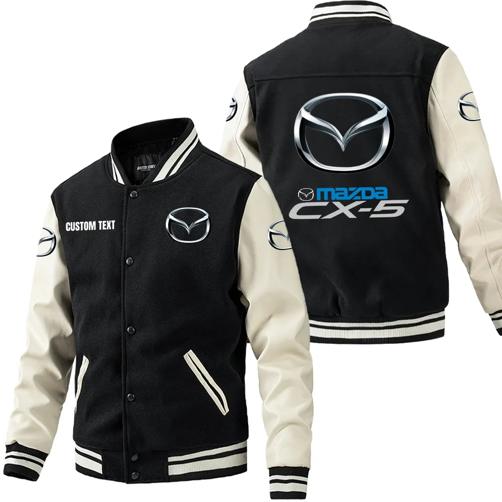 Durable Motion Leather Baseball Jacket, Ride Bold Leather Ready CAR180 - Black White