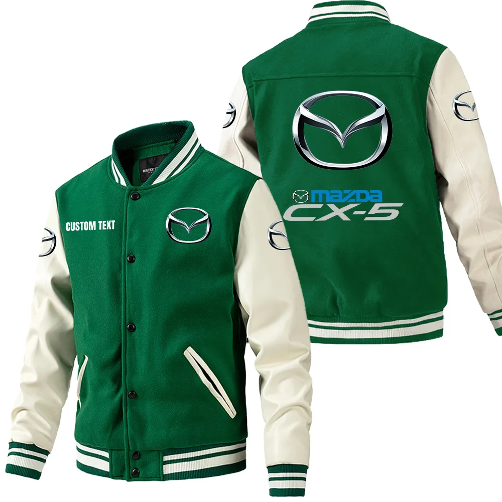 Lifestyle Gear Leather Baseball Jacket, Street-Ready Leather Jacket CAR180 - Green