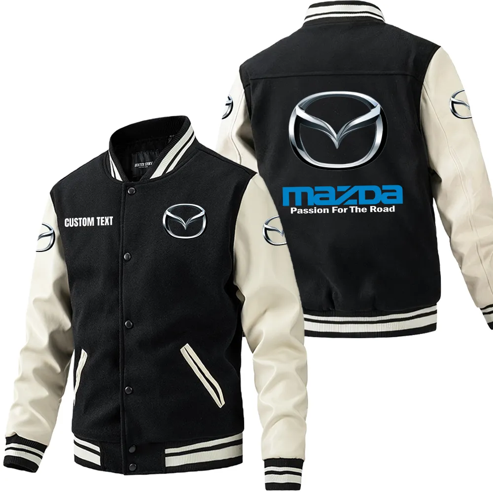 Urban Auto Leather Baseball Jacket, Garage-Ready Varsity Leather CAR180 - Black White