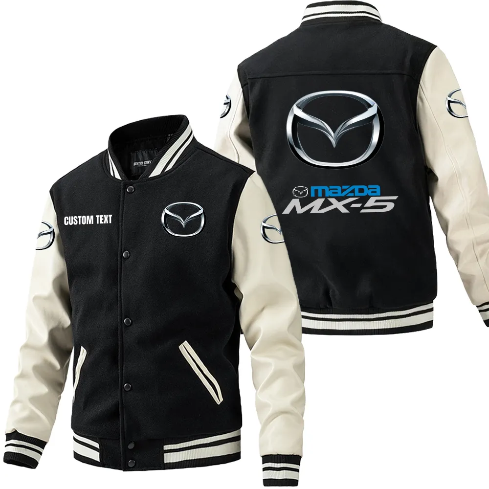 Motion Tough Leather Baseball Jacket, Garage Life Leather Jacket CAR180 - Black White