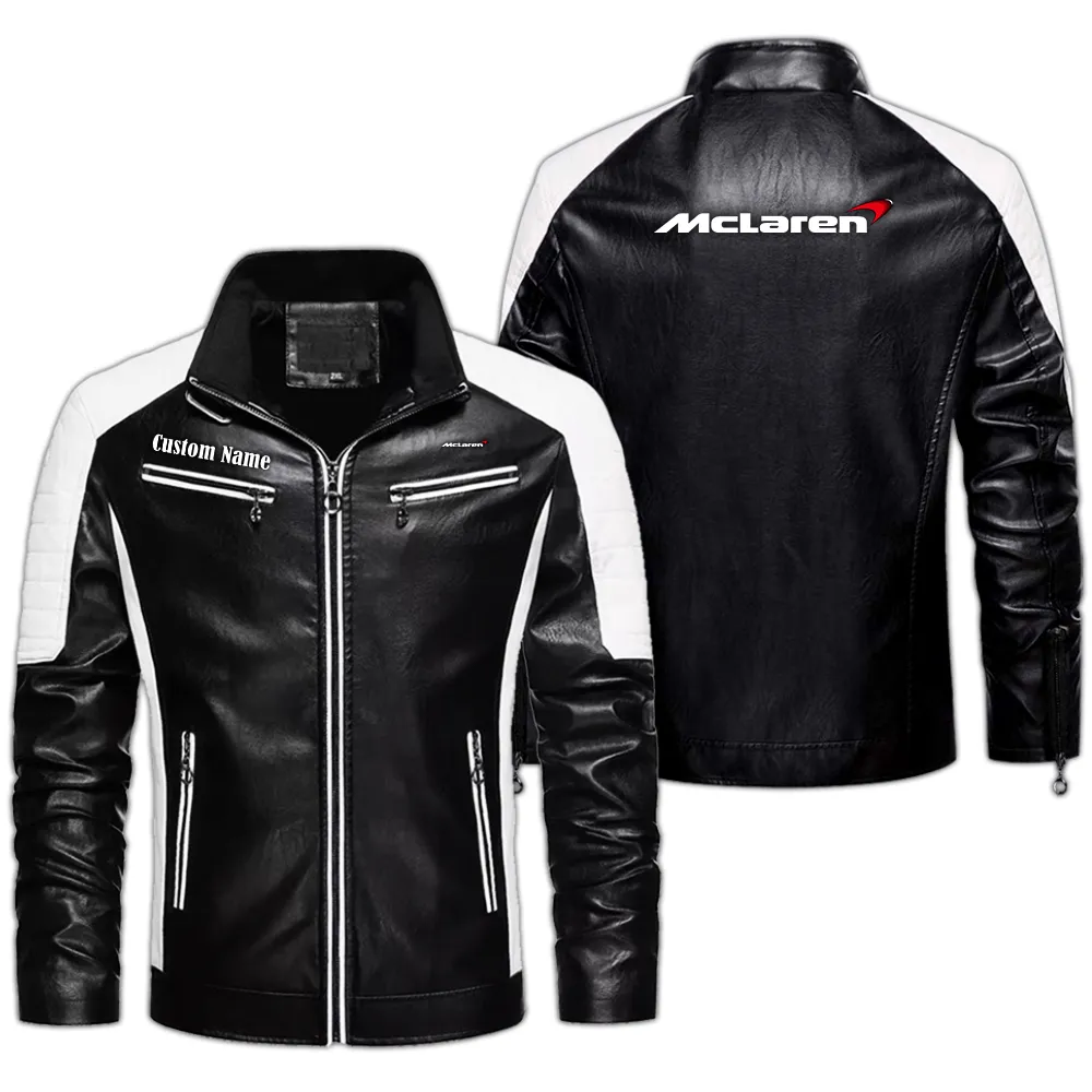 Racing Icon Men's Pu Leather Jacket, Classic PU Leather Jacket CAR040 - Black
