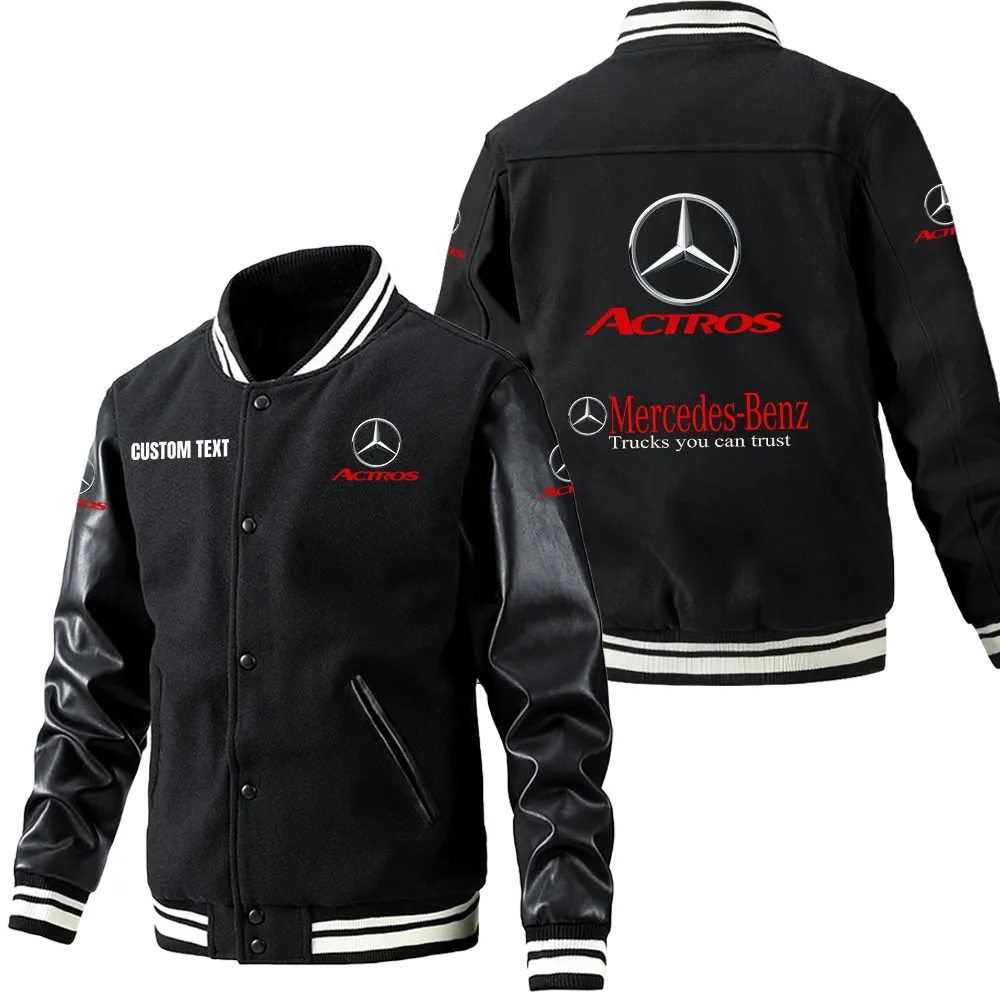 High-End Sports Sedan Leather Baseball Jacket, Car Lover's Leather Jacket CAR180 - Black