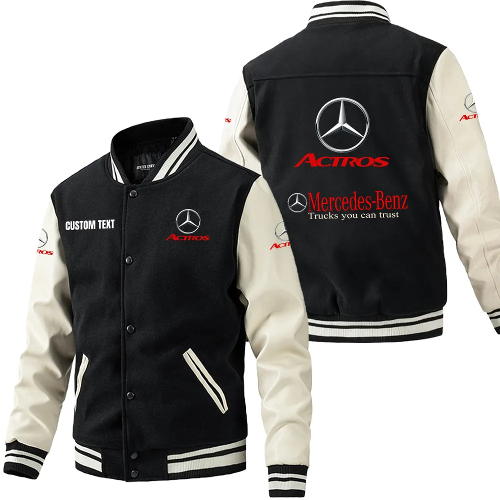 Executive Performance Auto Leather Baseball Jacket, Leather Strength Rider Spirit CAR180 - Black White
