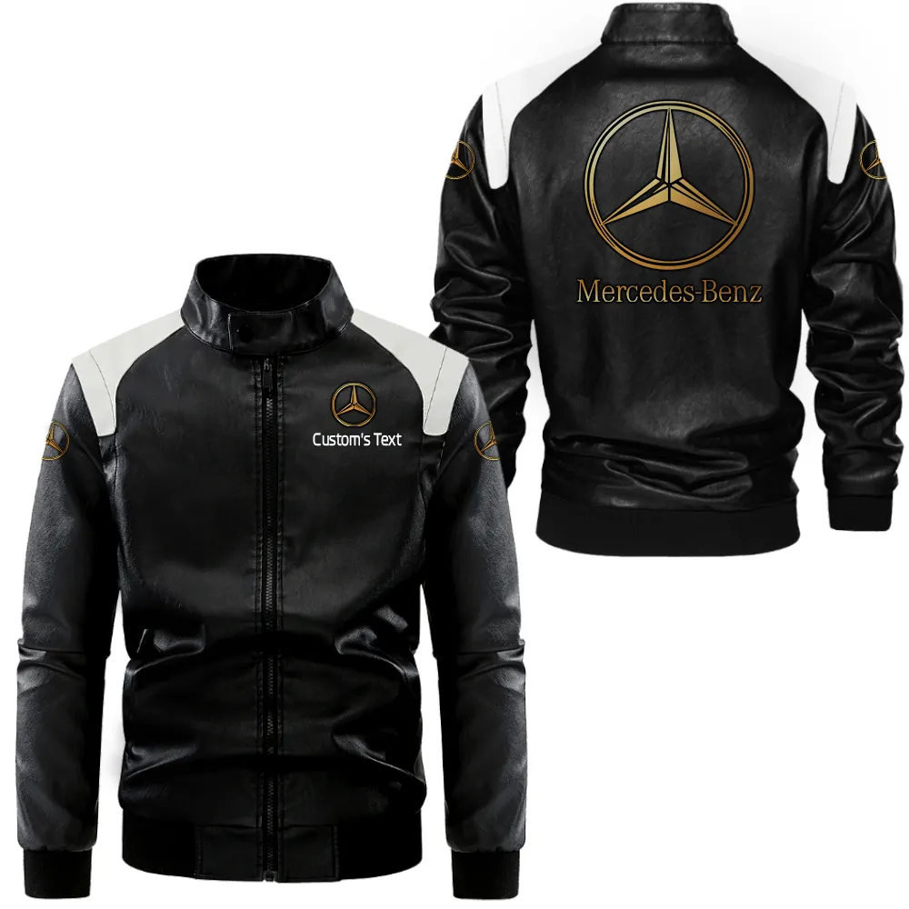 Prestige Sedan Black And White Leather Jacket, Car Culture Leather Jacket CAR080