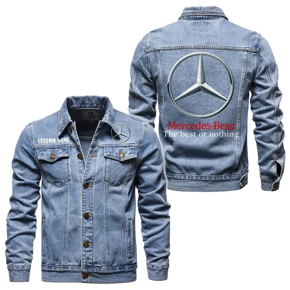Luxury Touring Car Denim Jacket, Durable Denim Road Spirit CAR190 - Light Blue