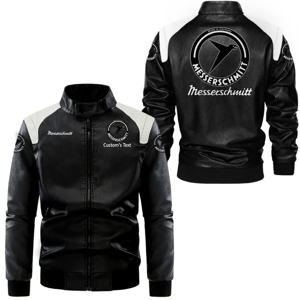 Heritage Compact Auto Black And White Leather Jacket, Auto Enthusiast Leather Jacket CAR080