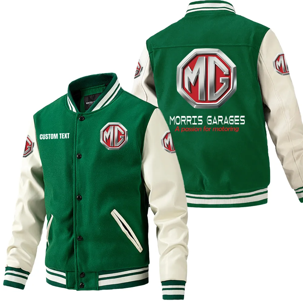 Historic Automobile Leather Baseball Jacket, Streetwear Leather for Riders CAR180 - Green