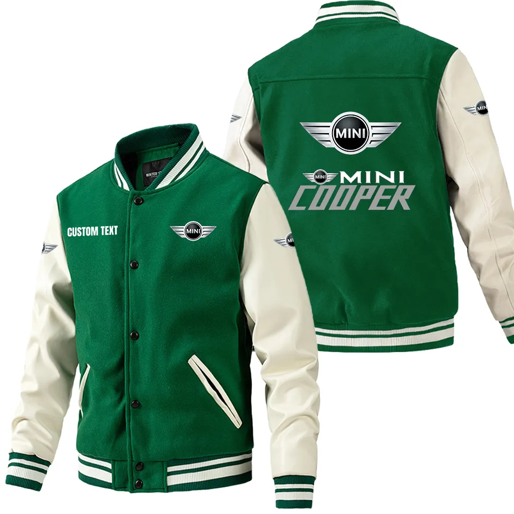 Stylish Urban Car Leather Baseball Jacket, Road Life Leather Jacket CAR180 - Green