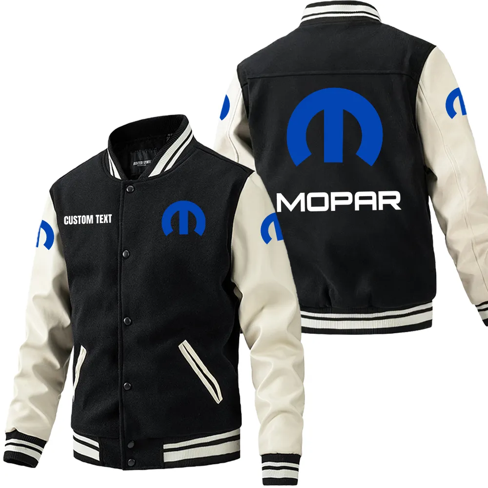 Classic Auto Enthusiasts Leather Baseball Jacket, Driven Look Leather Edge CAR180 - Black White