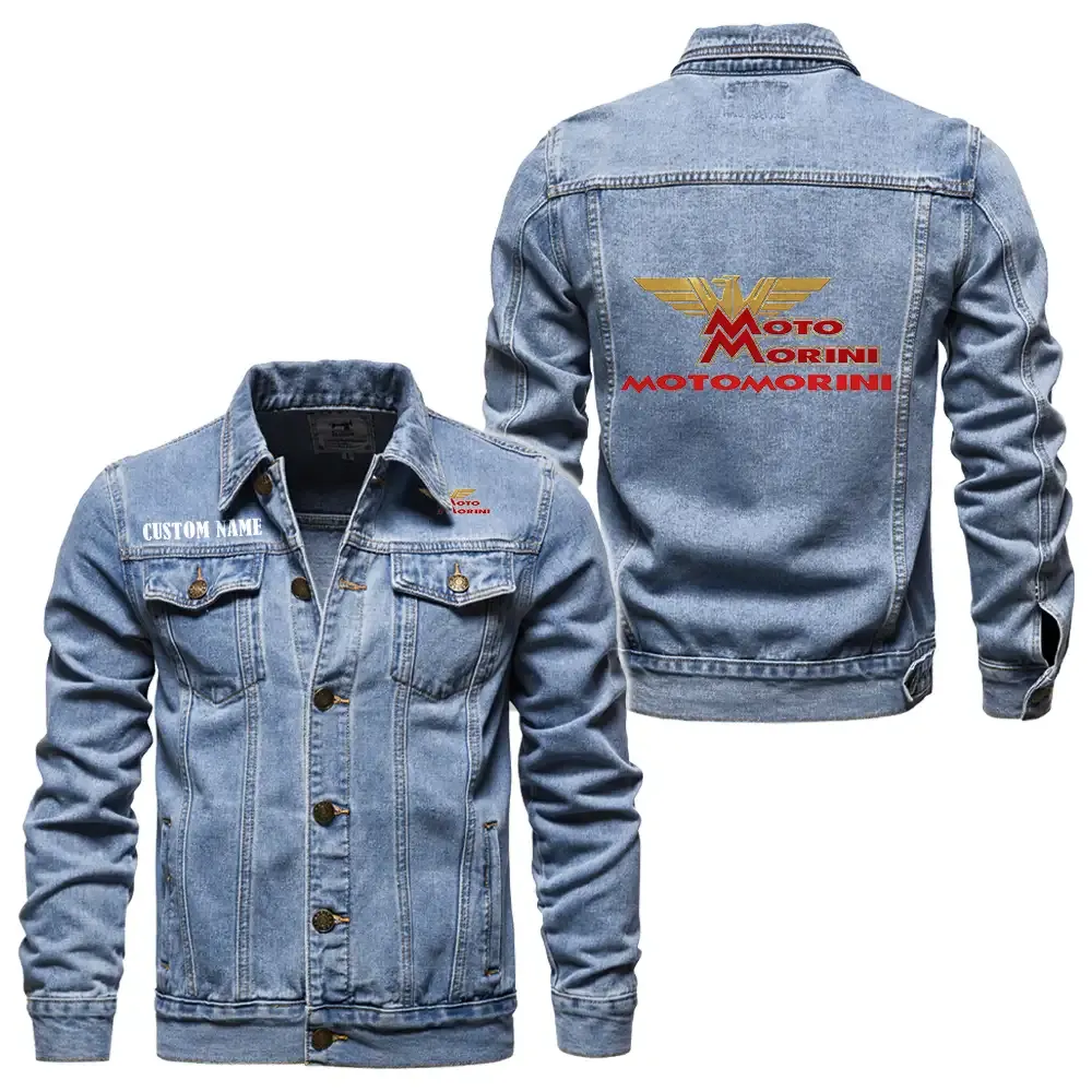 Italian Motorcycle Denim Jacket, All-Season Denim for Riders CAR190 - Light Blue