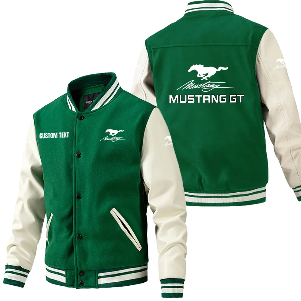Speed Spirit Leather Baseball Jacket, Leather Jacket Road Spirit CAR180 - Green