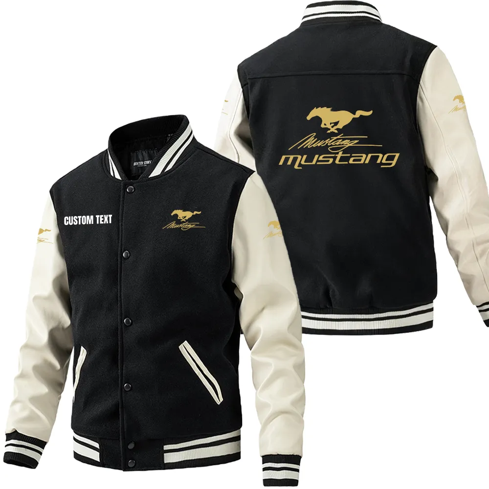 Lifestyle Race Leather Baseball Jacket, Everyday Comfort Leather Strength Car180 - Black White