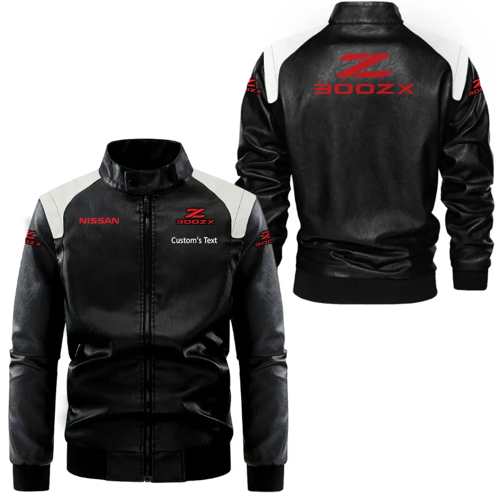 Lifestyle Motion Black And White Leather Jacket, Classic Two-Tone Rider Jacket CAR080