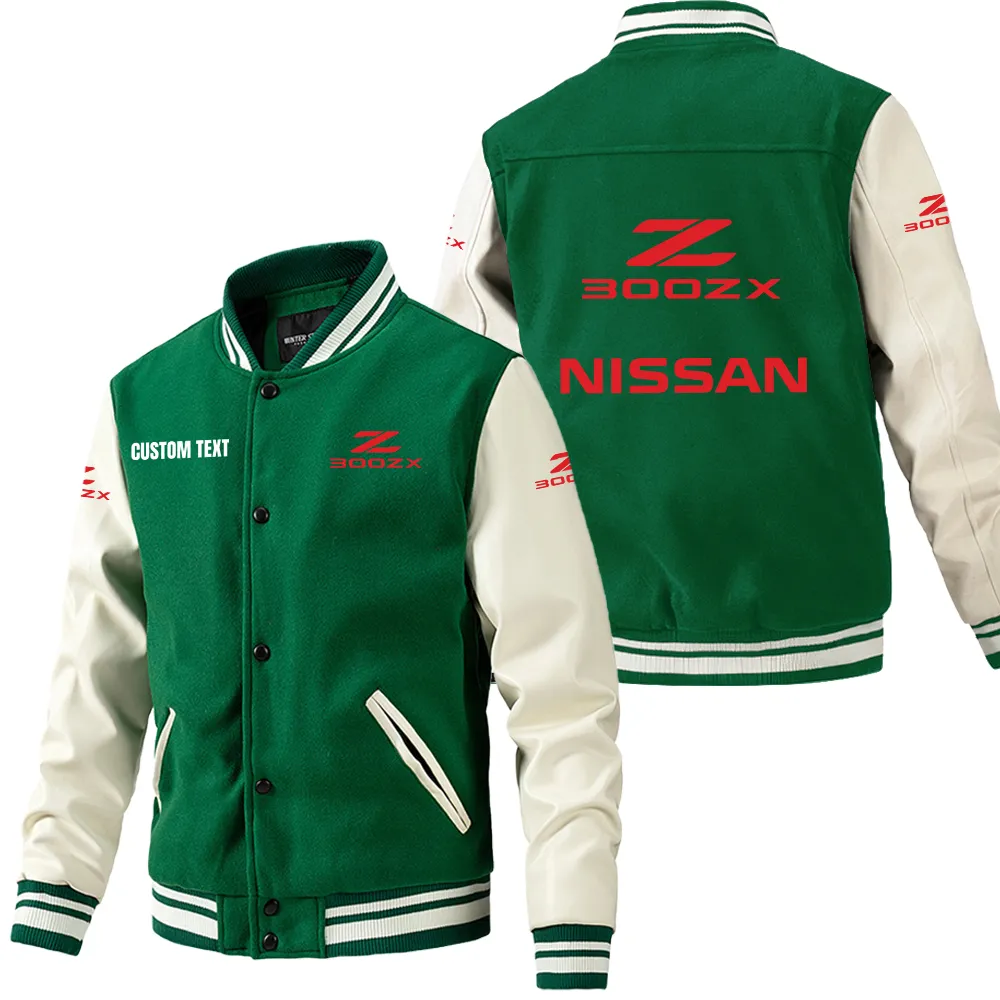 Speed Spirit Leather Baseball Jacket, Car Culture Varsity Leather CAR180 - Green