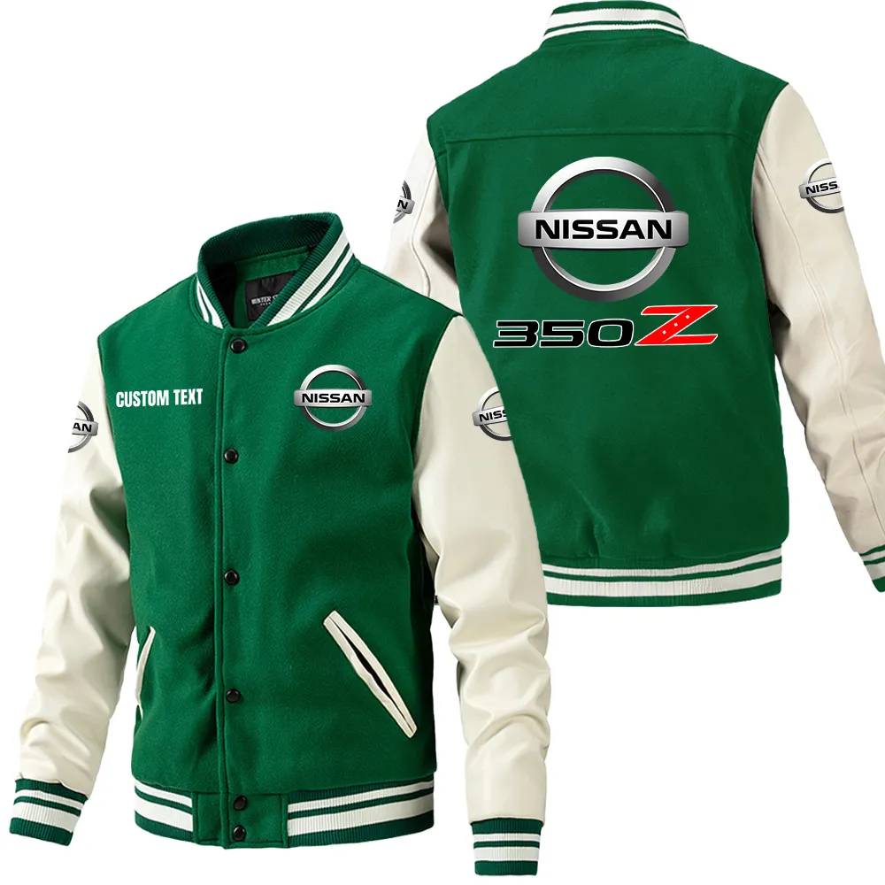 Garage Spirit Leather Baseball Jacket, Car Lover's Leather Jacket Car180 - Green