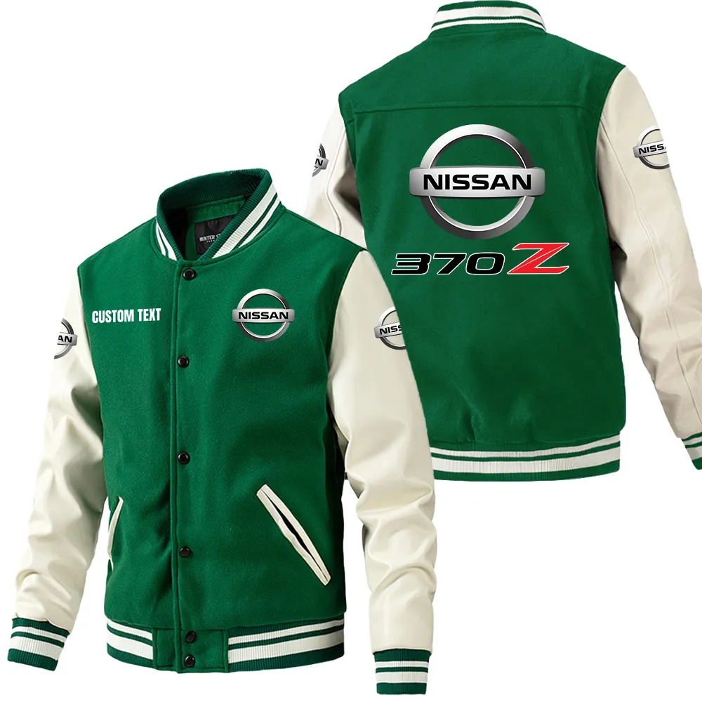 Everyday Gear Leather Baseball Jacket, Street-Ready Leather Jacket CAR180 - Green