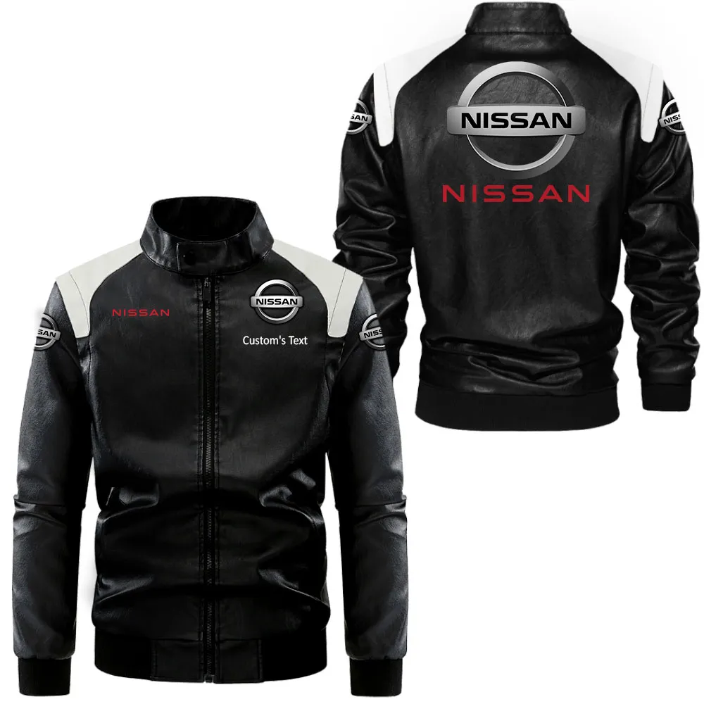 Sport Coupe Black And White Leather Jacket, Auto Enthusiast Leather Jacket CAR080