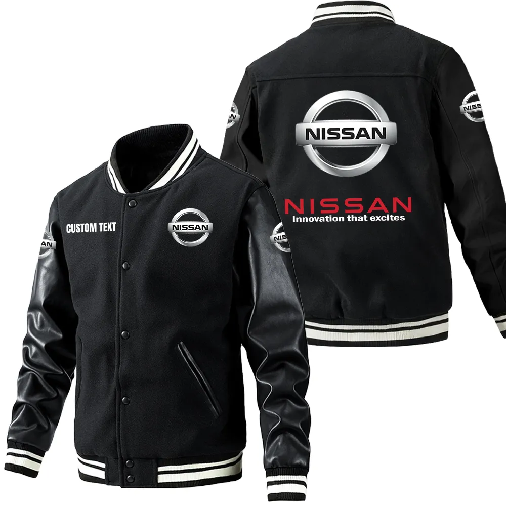 Crossover SUV Leather Baseball Jacket, Street-Ready Leather Jacket CAR180 - Black