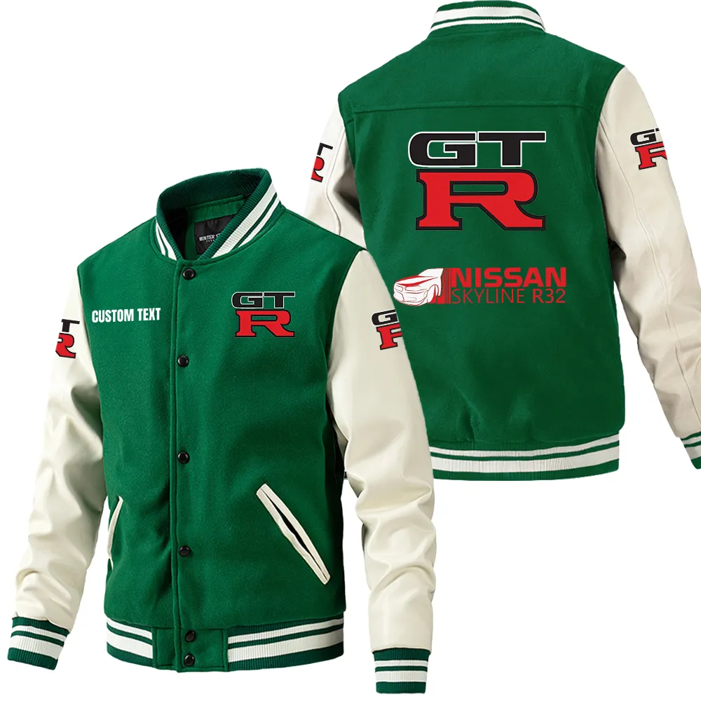 Speed Spirit Leather Baseball Jacket, Varsity Spirit Rider Style CAR180 - Green