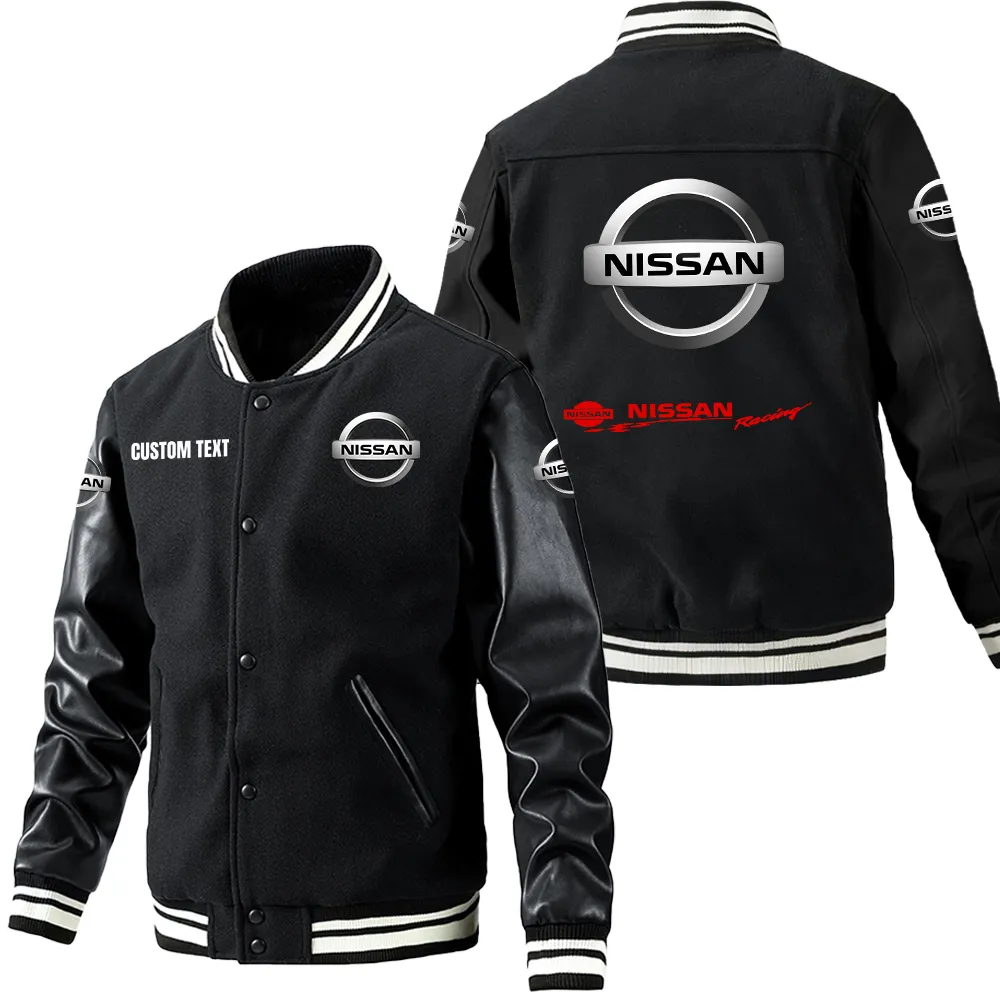 Strong Style Leather Baseball Jacket, Ride Bold Leather Ready Car180 - Black