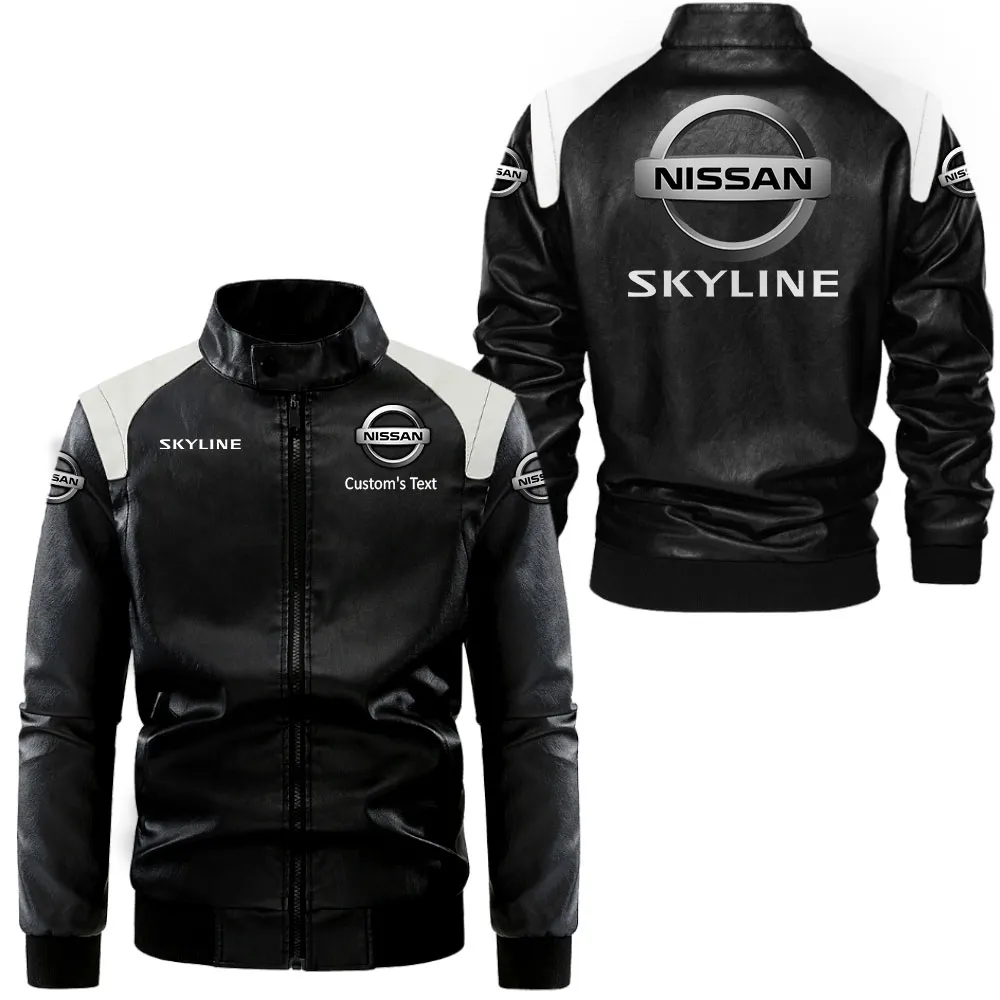 Speed Gear Black And White Leather Jacket, Car Culture Leather Jacket CAR080