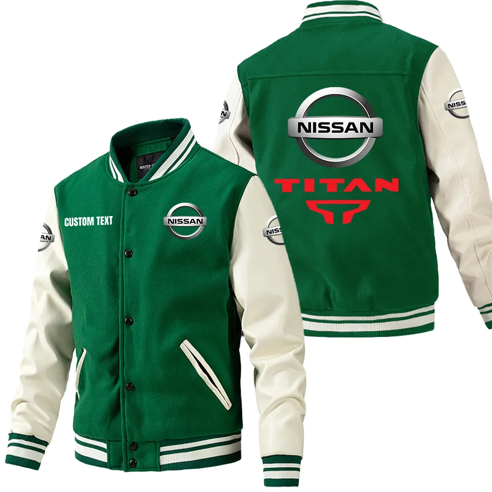 Truck Spirit Leather Baseball Jacket, Bold Rider Leather Jacket CAR180 - Green
