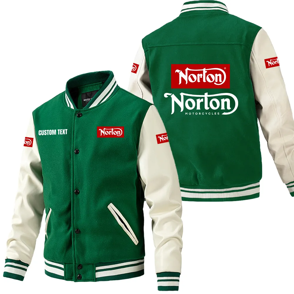 Custom Road Bike Leather Baseball Jacket, Performance Varsity Leather Look CAR180 - Green