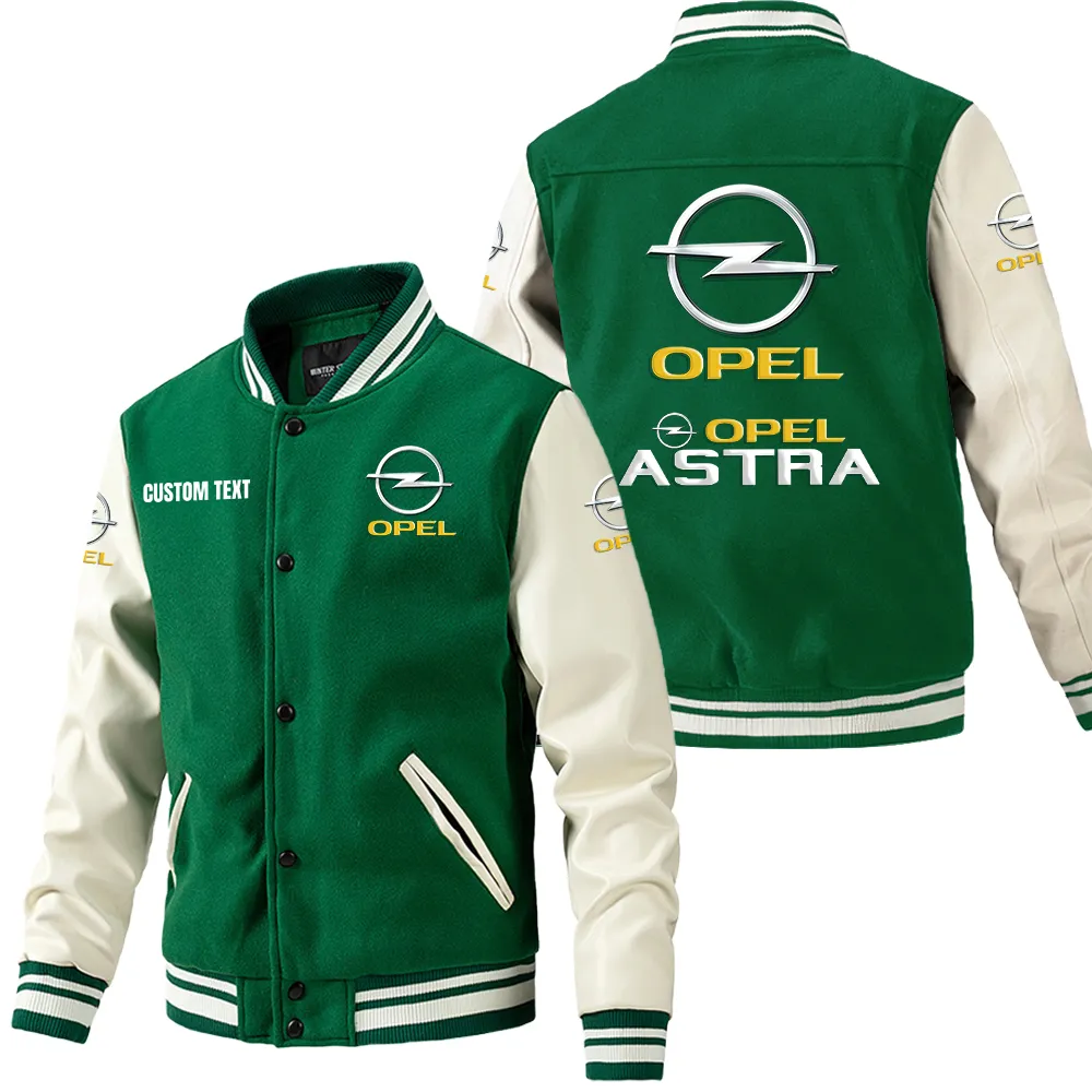 Road Style Leather Baseball Jacket, Car Culture Varsity Leather CAR180 - Green