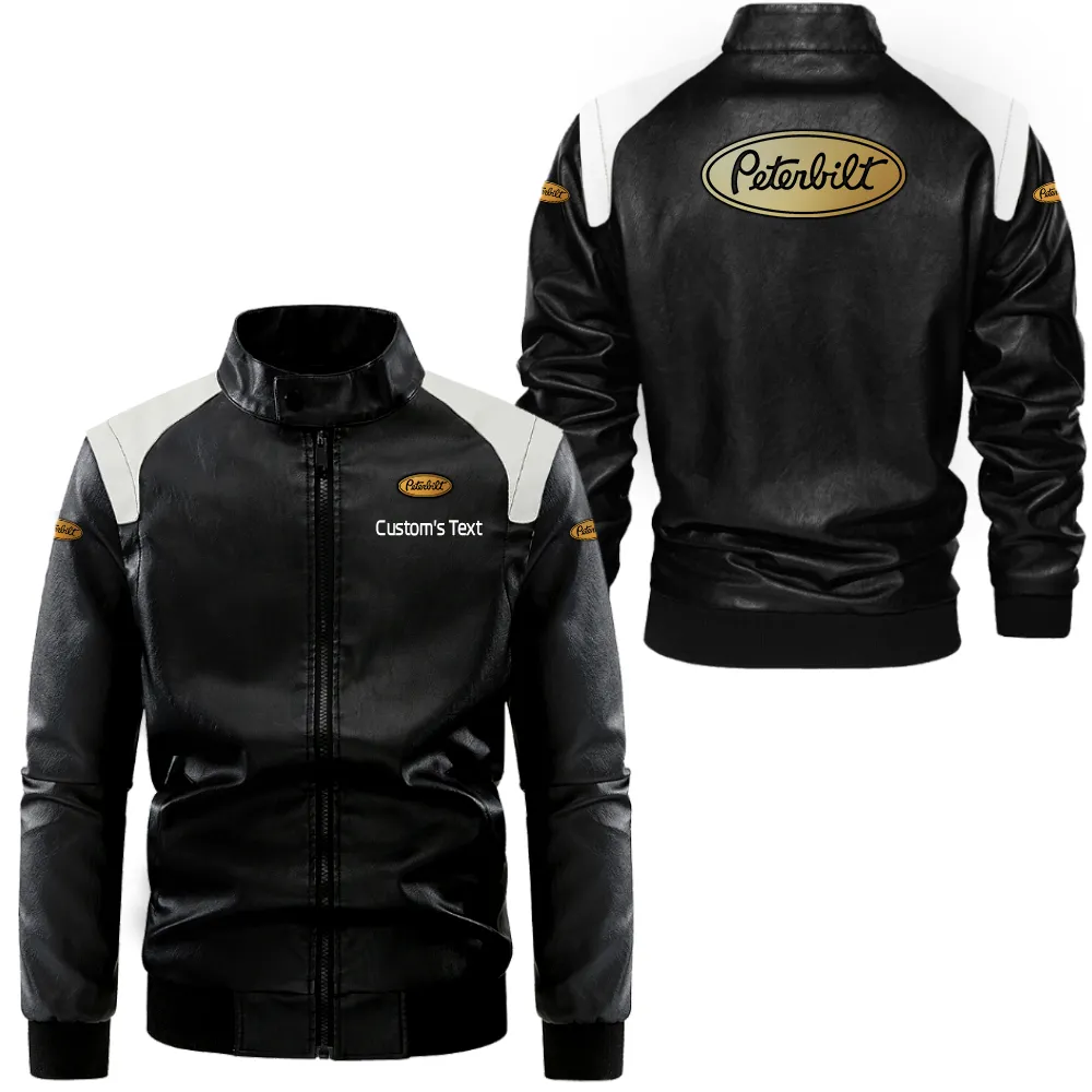 Industrial Vehicle Black And White Leather Jacket, Car Pride Black & White CAR080