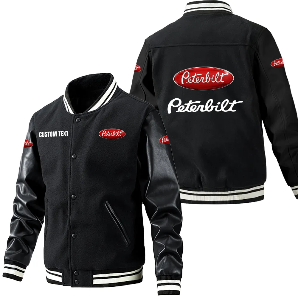 Transport Vehicle Leather Baseball Jacket, Classic Varsity Leather Jacket CAR180 - Black