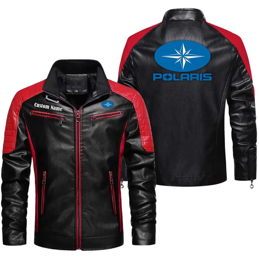 Outdoor Adventure Ride Men's Pu Leather Jacket, Car Culture PU Jacket CAR040 - Red