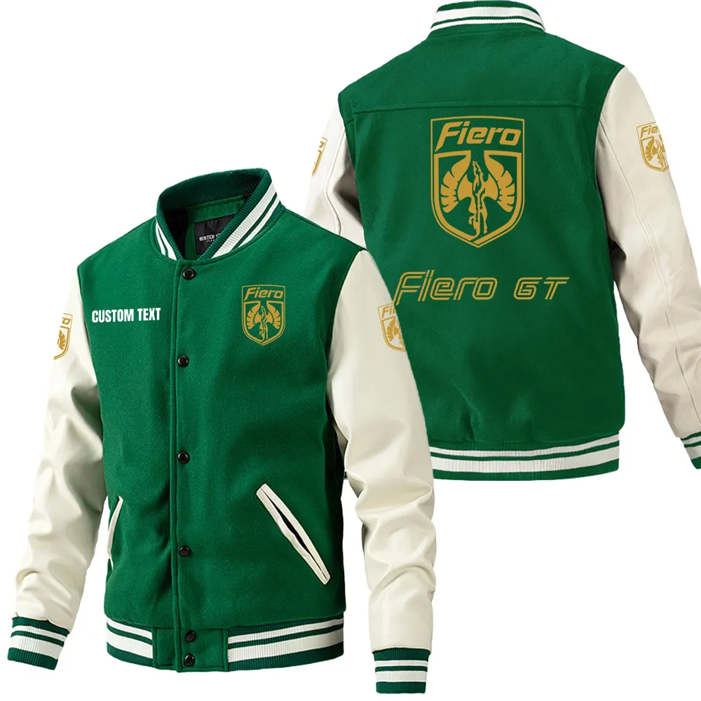 Everyday Motion Leather Baseball Jacket, Car Culture Varsity Leather CAR180 - Green