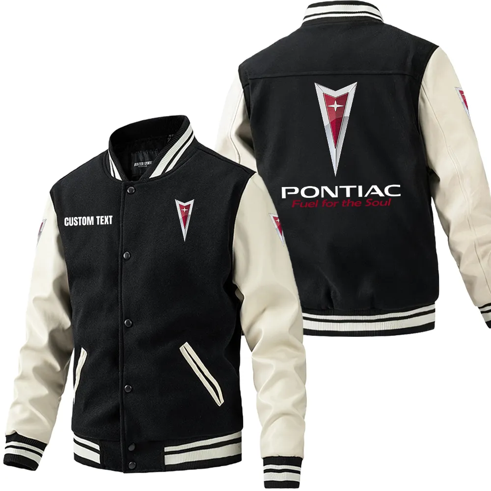 Classic American Car Leather Baseball Jacket, Performance Varsity Leather Look CAR180 - Black White