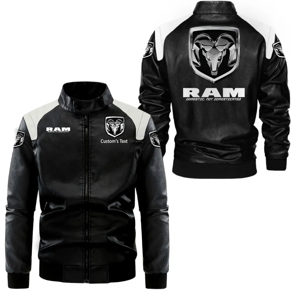 American Work Truck Black And White Leather Jacket, Garage-Ready Two-Tone Wear CAR080