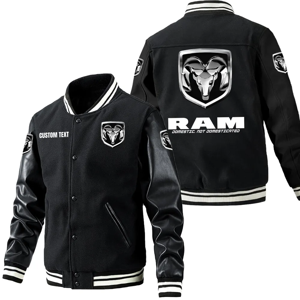 Strong Utility Pickup Leather Baseball Jacket, Garage-Ready Varsity Leather CAR180 - Black