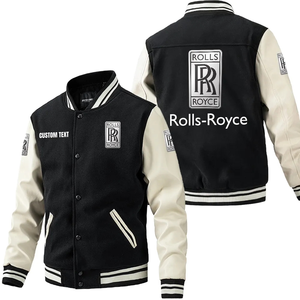 Bespoke Sedan Leather Baseball Jacket, Streetwear Leather for Riders CAR180 - Black White