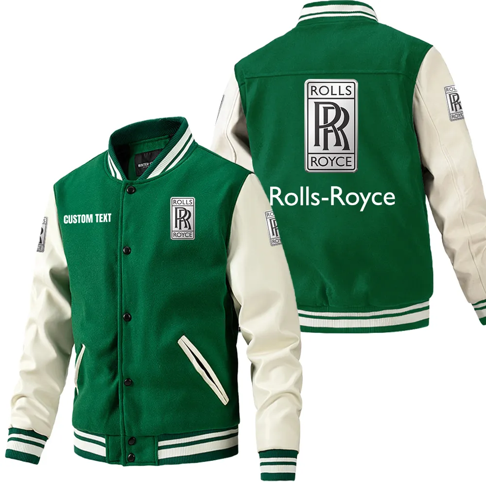 High-End Coupe Leather Baseball Jacket, Varsity Spirit Rider Style CAR180 - Green