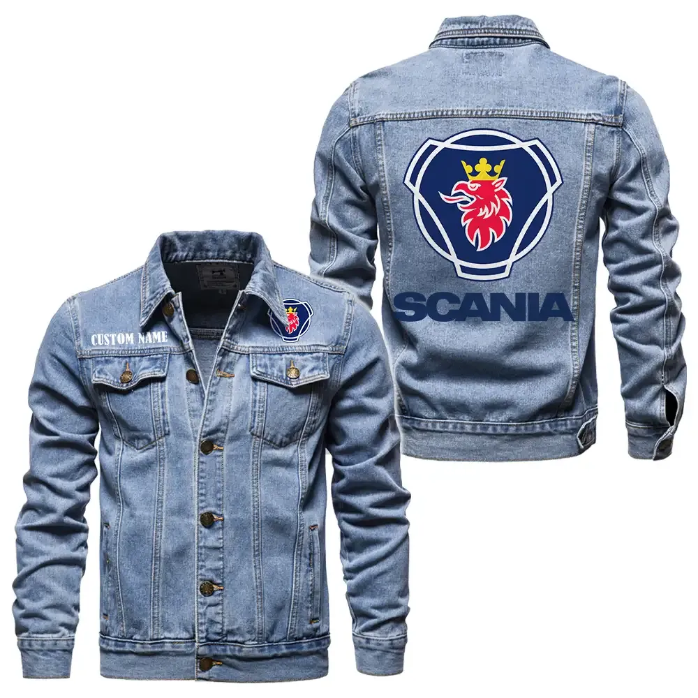 Logistics Truck Denim Jacket, True Gearhead Denim Look CAR190 - Light Blue