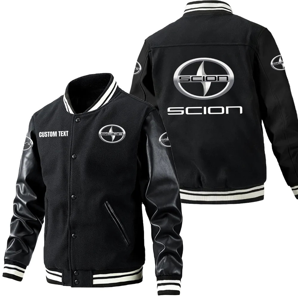 Engine Life Leather Baseball Jacket, Leather Jacket Road Spirit CAR180 - Black