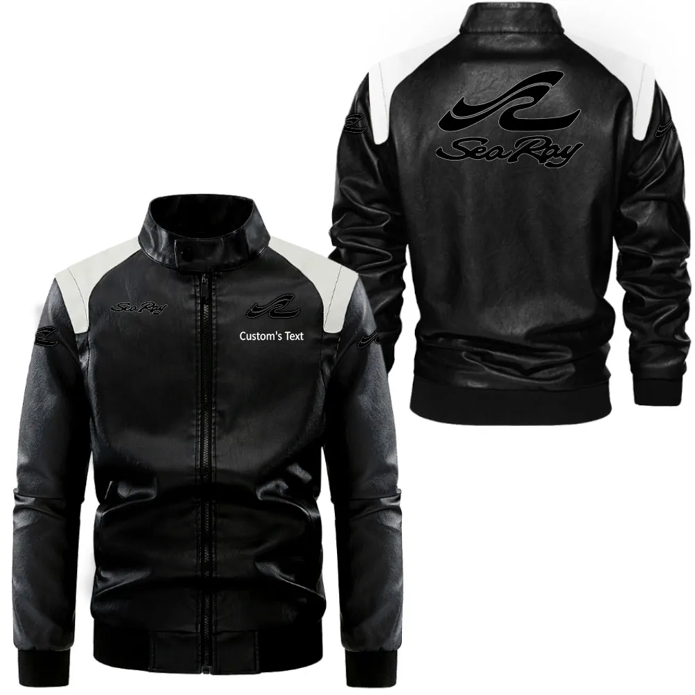 Ocean Drive Black And White Leather Jacket, Car Pride Black & White CAR080
