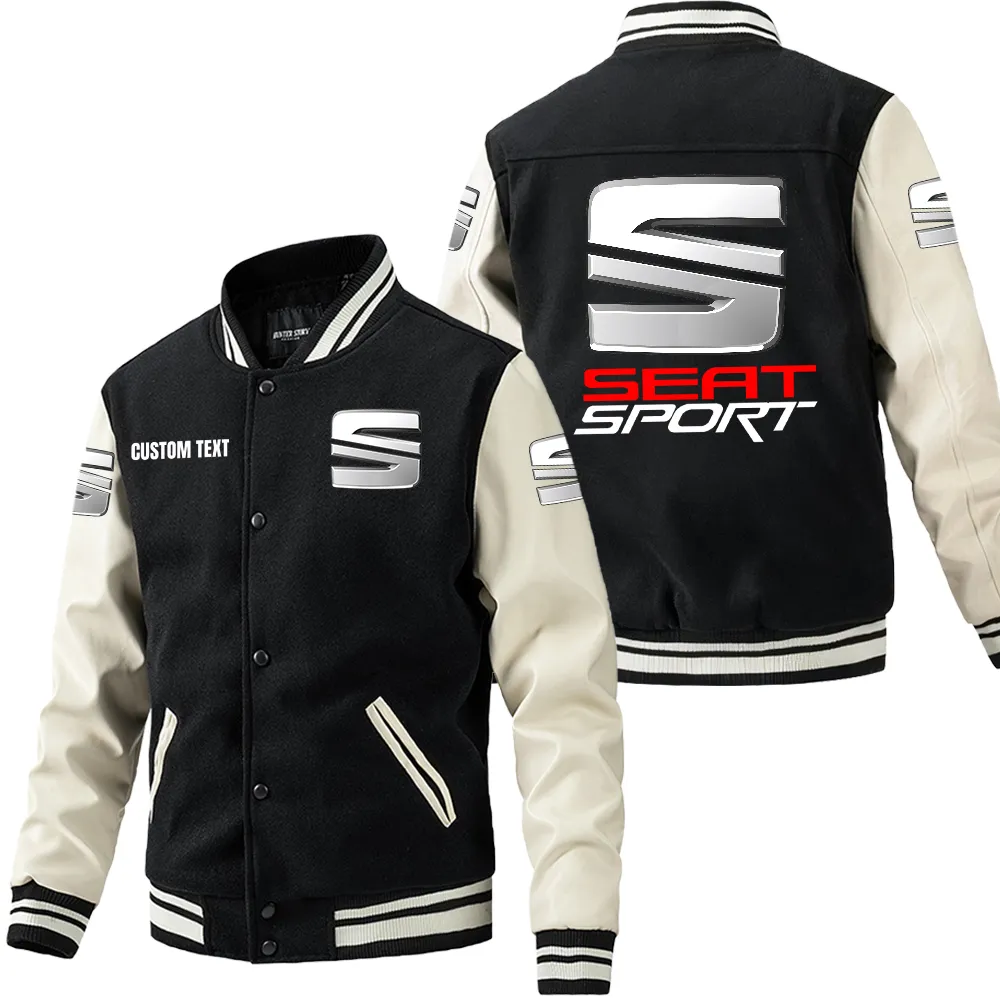 Urban Hatchback Leather Baseball Jacket, Ride Bold Leather Ready CAR180 - Black White