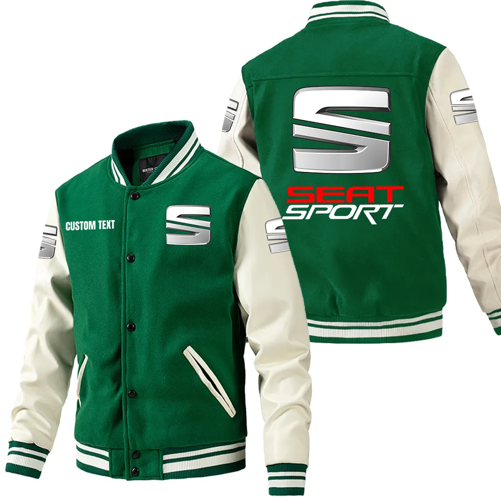 Stylish Sedan Leather Baseball Jacket, Street-Ready Leather Jacket CAR180 - Green
