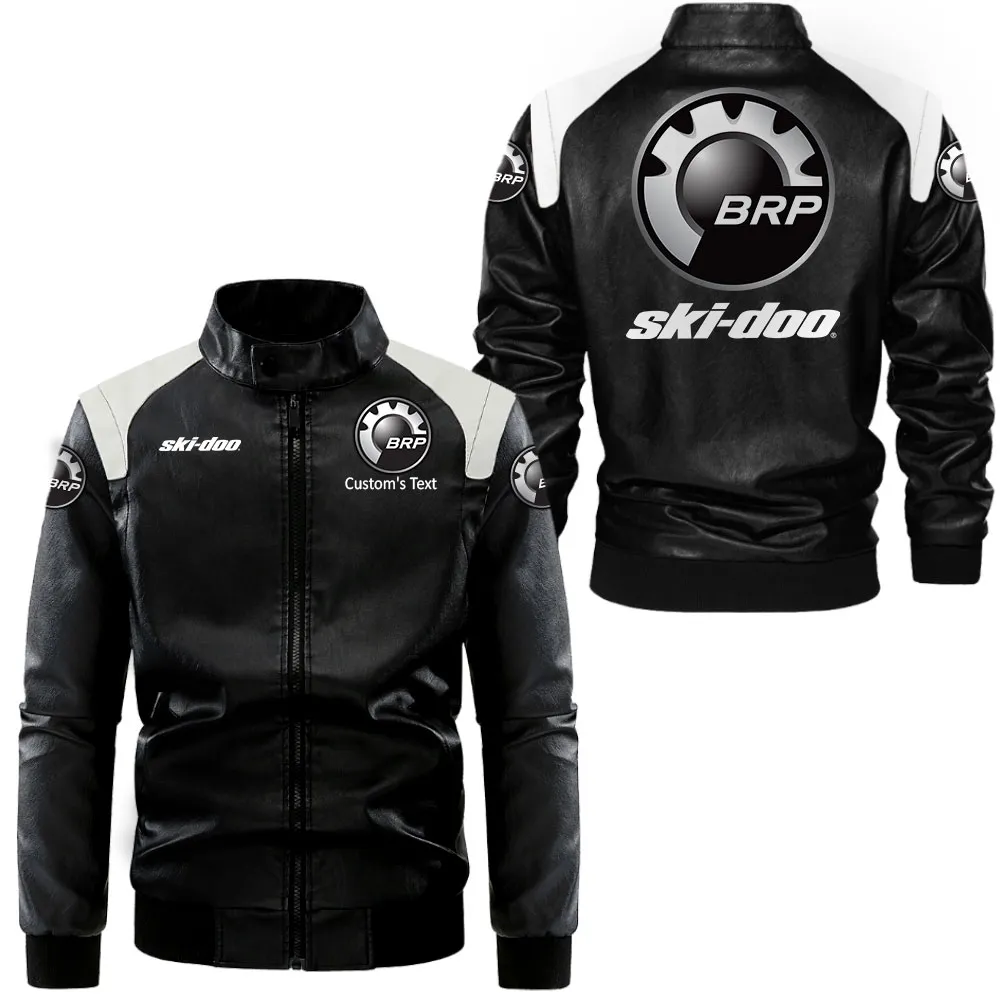 Snow Cruiser Black And White Leather Jacket, Road-Ready Two-Tone Leather CAR080