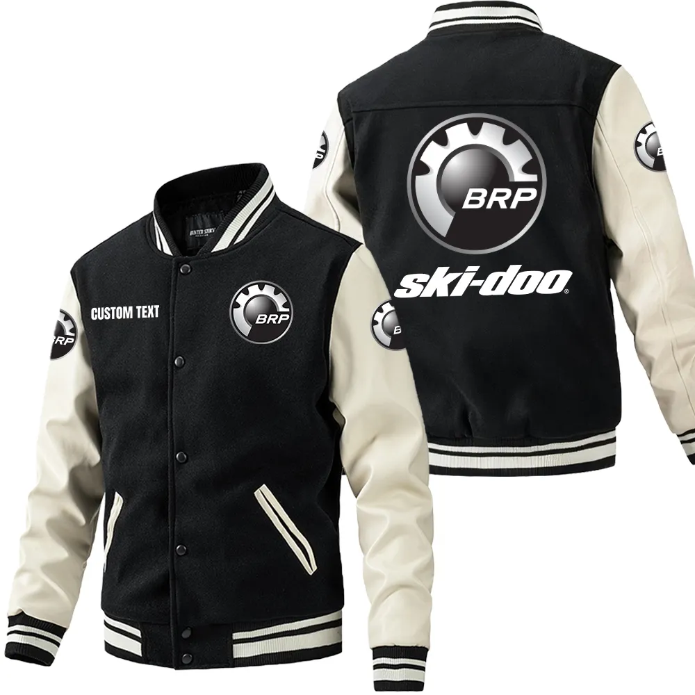 Arctic Sled Leather Baseball Jacket, Bold Rider Leather Jacket Car180 - Black White