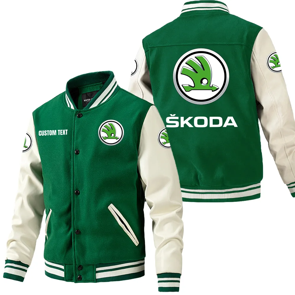 Everyday Driver Leather Baseball Jacket, Performance Varsity Leather Look CAR180 - Green