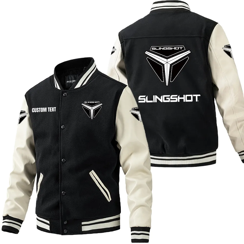 Leather Baseball Jacket, Performance Varsity Leather Look CAR180 - Black White
