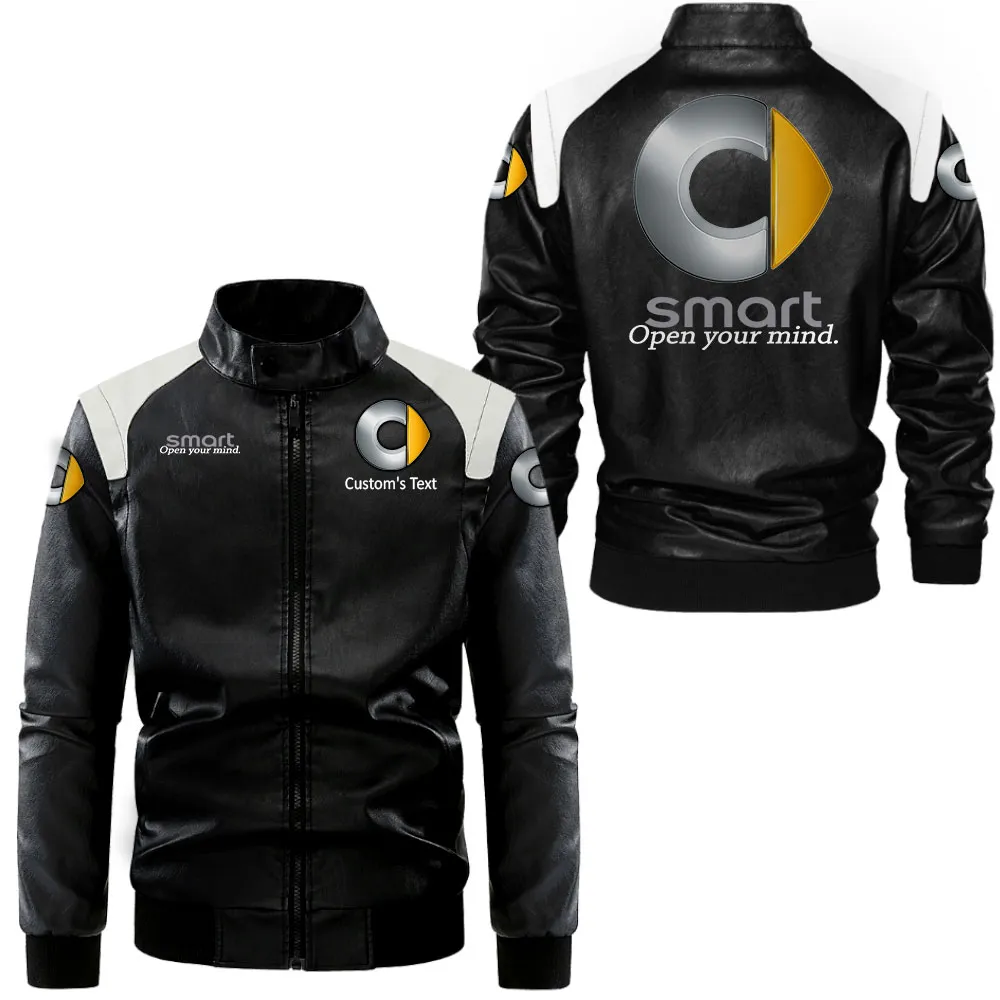 Everyday Urban Vehicle Black And White Leather Jacket, Car Culture Leather Jacket CAR080