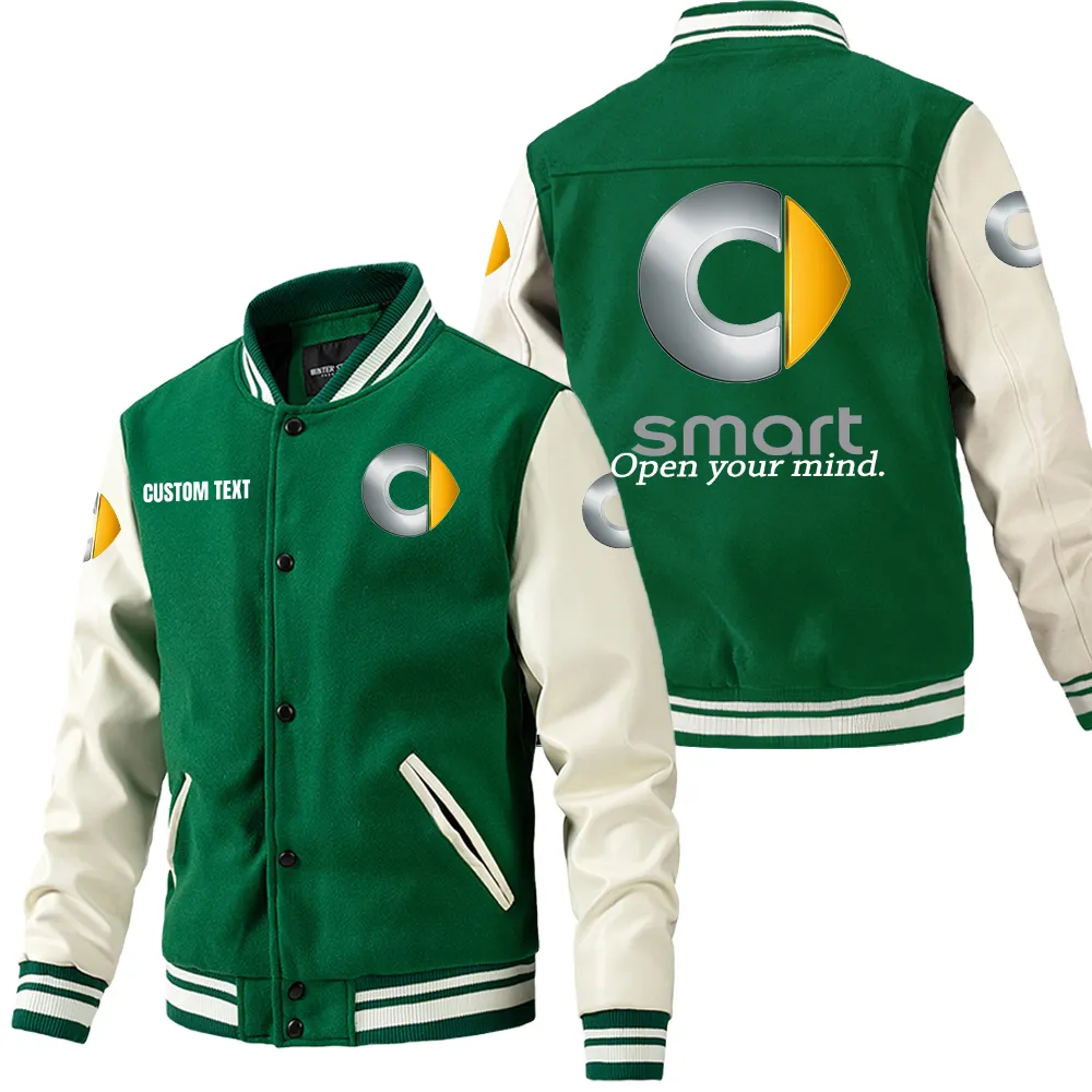 Lightweight Auto Leather Baseball Jacket, Performance Varsity Leather Look CAR180 - Green